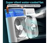 Ventilador de aire acondicionado portátil, minienfriador de aire evaporativo con luz LED de 7 colores, temporizador de 1/2/3 H, 3 velocidades de viento y 3 modos de pulverización blanco
