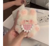 Diy dibujos animados babero de felpa muñeco de conejo llavero de juguete lindo bolso colgante dijes llavero de coche para mujer regalo Kawaii One Size