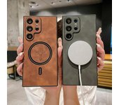 Samsung Galaxy Magnetic Lambskin Case - Compatible with S24 Ultra, Note 20, S23+, S22, S21. Full Protective Cover. Samsung S21