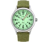 Reloj de pulsera para hombre Ratio Quest Field con correa de lona de zafiro y cuarzo RTQ021 100M Edición Lewis y Clark verde