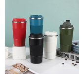 Taza de viaje de acero inoxidable con aislamiento de cuero: taza portátil para automóvil y regalo 380ml rojo