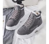 Zapatos casuales para mujer, zapatillas de deporte de moda con cordones, botas de nieve con plataforma, botas de invierno para mujer, zapatos cálidos de felpa para mujer 35 café