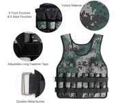 Chaleco con peso ajustable, carga máxima de 20 kg para ejercicios, fitness, desarrollo muscular, pérdida de peso, correr camuflaje