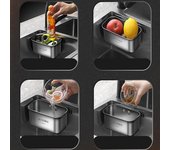 Colador de fregadero de acero inoxidable, cesta, filtro de fregadero, escurridor de frutas y verduras, filtro de sobras, caja de basura para sopa, herramienta de cocina plata