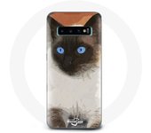 Coque pour Samsung Galaxy S10 Plus Siamois Noir et blanc Yeux Bleus