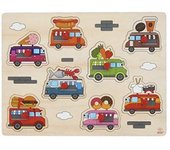 Engelhart - Puzzle d?Encastrement avec Boutons de qualité - Jeux en Bois éducatifs pour Enfants 3 Ans et + (Foodtruck)