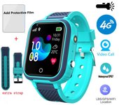 Reloj inteligente para niños con GPS 4G LT21, rastreador wifi, reloj inteligente resistente al agua, videollamada, reloj con teléfono, monitor de devolución de llamadas para Android e iOS Global version azul