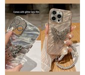 Funda rígida de silicona con diseño de mariposa para Apple 14 y iPhone 15. Ideal para 13 Pro Max con ondas de agua y fijación de pulsera. SJ1 iPhone16Promax