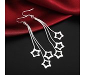 Pendientes de plata de ley S925 con cadena y estrellas para mujer, joyería para fiesta y boda, regalos de navidad plata