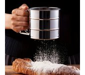 Tamiz de harina de acero inoxidable (1 pieza) - Diseño de doble malla, colador para hornear, para polvo fino y café, herramienta de cocina 1pc-Stainless steel