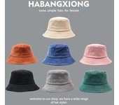 Sombrero de pescador de pana japonés para mujer: moda de otoño e invierno, estilo coreano retro para el tiempo libre M (56-58cm)