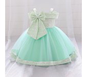 Vestido de niña pequeña, vestidos de princesa de bautismo con lazo de tul para niñas, vestido esponjoso para fiesta de cumpleaños de 1 año, ropa de bebé para boda, vestido de graduación 70CM verde manzana