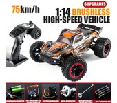 Coche teledirigido, 1:14 4WD 2.4GHz Camión teledirigido 75km/h Vehículo todoterreno de alta velocidad Juguete 3 Battery naranja
