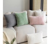 Paquete de 2 fundas de almohada a cuadros de lana sintética de 18 x 18 pulgadas, funda de almohada de terciopelo de granja para sofá, funda de almohada cuadrada de felpa suave, bordado, hogar 12x20 Inch-2pcs blanco