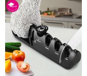 Afilador de cuchillos con ángulo ajustable, tijeras de 4 etapas, piedra para afilar, amoladora de cocina profesional, cuchillos, herramienta afiladora de piedra de afilar negro
