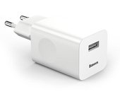 Baseus Cargador de Pared USB-A de Alta Velocidad, Tecnología Quick Charge 3.0 de 24W, Adaptador de Carga Rápida Eficiente, Blanco - Modelo CCALL-BX02