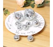 24 bolas de Navidad, adorno colgante, espejo de color plateado reflectante, bolas de discoteca, diseño de escena de fiesta navideña, accesorios DIY para árbol de Navidad 6 cm