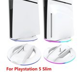 Soporte vertical para consola PS5 Slim con luz LED RGB de ambiente, base para consola de juegos, unidad óptica/digital