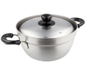 Olla Wahei Freiz Tsubame Sanjo 23cm con tapa Acero inoxidable Compatible con IH y gas Tsubame Sanjo Resistente a derrames de dos manos EM-009