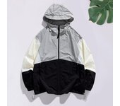 Abrigo de verano para hombre con protección solar, capucha, manga larga, color a juego, chaqueta fina anti-UV, cierre con cordón ajustable y tapeta anti-UV 3XL negro