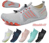 Zapatos de agua para hombres y mujeres, zapatos acuáticos de playa, sandalias de natación, drenaje, zapatos deportivos para vadear, navegación de secado rápido, pies descalzos, yoga, gimnasio, pesca, surf, zapatillas de deporte 35 gris