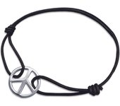 Les Trésors De Lily [G0622] - Bracelet Argent 'Peace' noir argenté - 18 mm plata