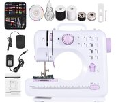 Máquina de coser doméstica multifuncional de alta gama, Pedal ajustable de 2 velocidades y 12 puntadas, LED EU Plug