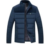 Parkas gruesas de felpa para hombre, chaqueta con cuello levantado, abrigo Parker a la moda, abrigo grueso cálido con cremallera, Abrigo acolchado para hombre de invierno XS negro