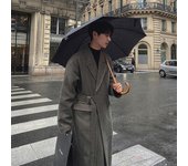 Gabardina de lana holgada, mediana y larga, versión coreana para hombre, abrigo grueso para otoño e invierno M