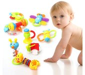 Juguete para bebé, campana de mano, combinación de sonajeros para biberones, campanas para morder los dientes de la muñeca, juguetes de campana