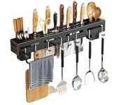 Soporte de acero inoxidable para cuchillos de cocina, soporte de pared para cuchillos, sin clavos, con gancho, para armario de cocina