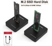 Caja para disco duro SSD M.2 de doble protocolo, carcasa para disco duro externo, carcasa para SSD SATA NVMe de 10 Gbps, base para disco duro portátil