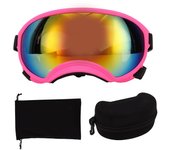 Gafas de sol para perros, resistentes al viento, a los rayos UV, de policarbonato y TPU con correa ajustable, para esquiar al aire libre, color rosa