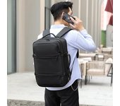 Mochila para hombre, bolso para ordenador de 17 pulgadas, gran capacidad para viajes de negocios, mochila impermeable, nicho pequeño, mochila ampliable negro