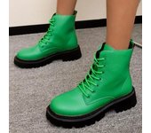 Zapatos de mujer de moda 2024, botas de tobillo de marca para mujer, botas clásicas modernas para mujer, punta redonda, cordones delanteros, tacón medio, zapatos de mujer de talla grande 36 verde