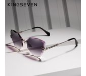 KINGSEVEN DESIGN, gafas de sol a la moda para mujer, gafas de sol sin montura para mujer, montura de aleación Vintage M gris