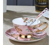 Juego de Tazas de cerámica para café de estilo europeo con cuchara y platillo, juego de tazas de café de porcelana de alta gama para Espresso, capuchino, café con leche y té