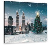 Cuadros en Lienzo Árbol de Navidad en el centro de la ciudad. 30x30 varios colores