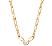 Les Trésors De Lily [R5800] - Collar chapado en oro 'Cléopatra' oro blanco - 45 cm 3 mm (trombón) blanco