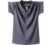 Camiseta de hombre Botón de verano Slim Fit Algodón Manga corta Camisetas Camiseta casual Sólido 6XL