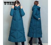 Chaqueta de plumón para mujer, chaqueta acolchada gruesa de plumón, chaqueta acolchada suelta de invierno, chaqueta acolchada larga, ropa de invierno de color sólido 4XL negro