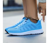 Zapatillas deportivas ligeras y transpirables para mujer, zapatillas de correr para exteriores, cómodas zapatillas de malla, zapatillas deportivas sin cordones para caminar, tenis 36 azul oscuro