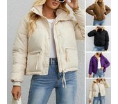 Chaqueta clásica de otoño e invierno para mujer, chaqueta informal con cremallera y solapa gruesa, telas de poliéster suaves y cómodas M blanco