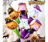 Globos inflables de Halloween, 10/50 unidades, de aluminio, de mano, con forma de calabaza, fantasma y bruja, juguetes para niños, accesorios para fiesta de Halloween. 10PCS