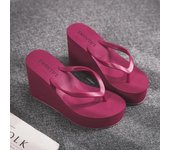 Zapatos de verano para mujer, chanclas de playa, sandalias con plataforma, Sandalias de tacón alto, zapatillas de monopatín de Color sólido, tacones para mujer 36 rojo vino