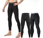 Pantalones de yoga de secado rápido de color sólido para hombre, mallas adelgazantes, pantalones de compresión, capas base, mallas ajustadas de yoga S negro