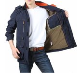 Hombres Primavera Otoño Color Sólido Multi-bolsillo Manga Larga Deportes Al Aire Libre Chaqueta Con Capucha Sudadera Tops M caqui