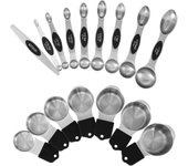 Juego de 16 tazas y cucharas medidoras magnéticas de acero inoxidable 304 con nivelador, herramientas portátiles para hornear.