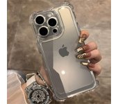 Funda transparente de lujo a prueba de golpes para iPhone 15, 14, 13, 12, 11 Pro Max, X, Xs, XR Max, 7, 8 Plus, carcasa trasera rígida de silicona For iPhone 15 gris
