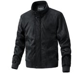 Chaqueta de ante para hombre, abrigo vintage acolchado de otoño e invierno XXXL negro
